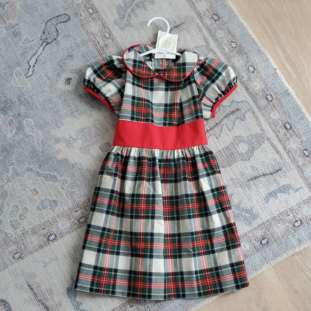 NWT The Beaufort Bonnet Company Girls Cindy Lou Sash Holiday Plaid Dress Sz5